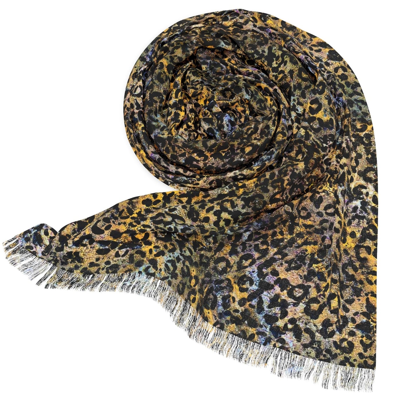 Golden Leopard - Light Fringe Scarf