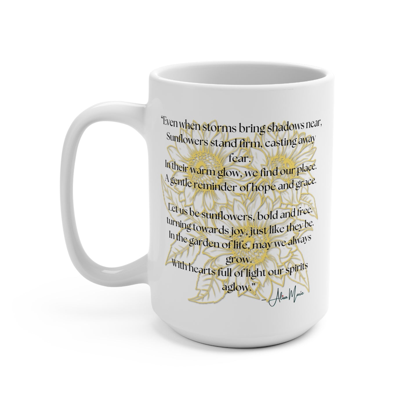 Sunflowers & Poetry Mug – A Daily Touch of Sunshine