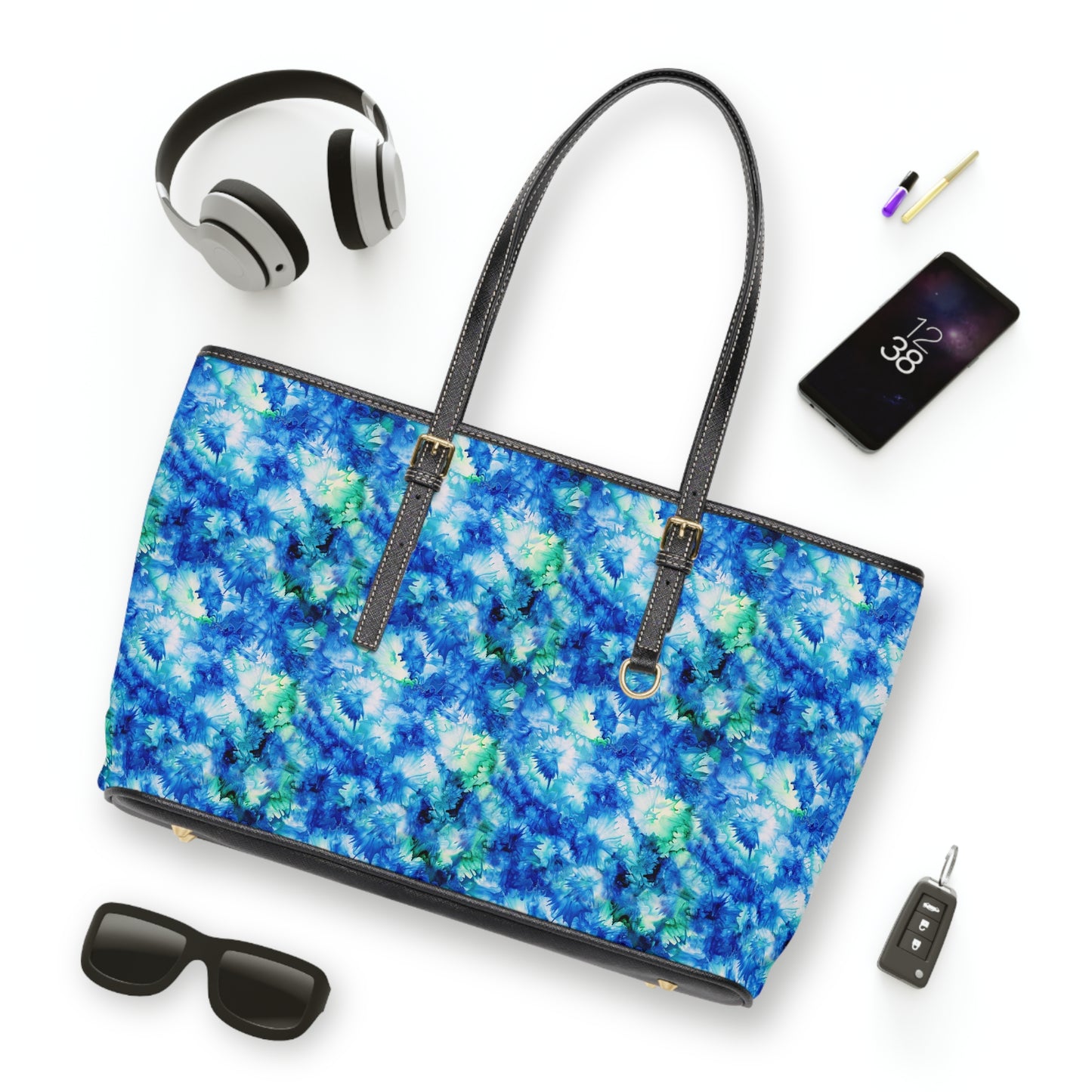 Ocean Mist Vegan Leather Shoulder Bag – Bold, Elegant & Art-Inspired