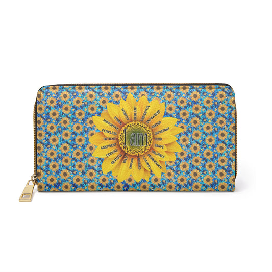 Sunflower Affirmation Zipper Wallet