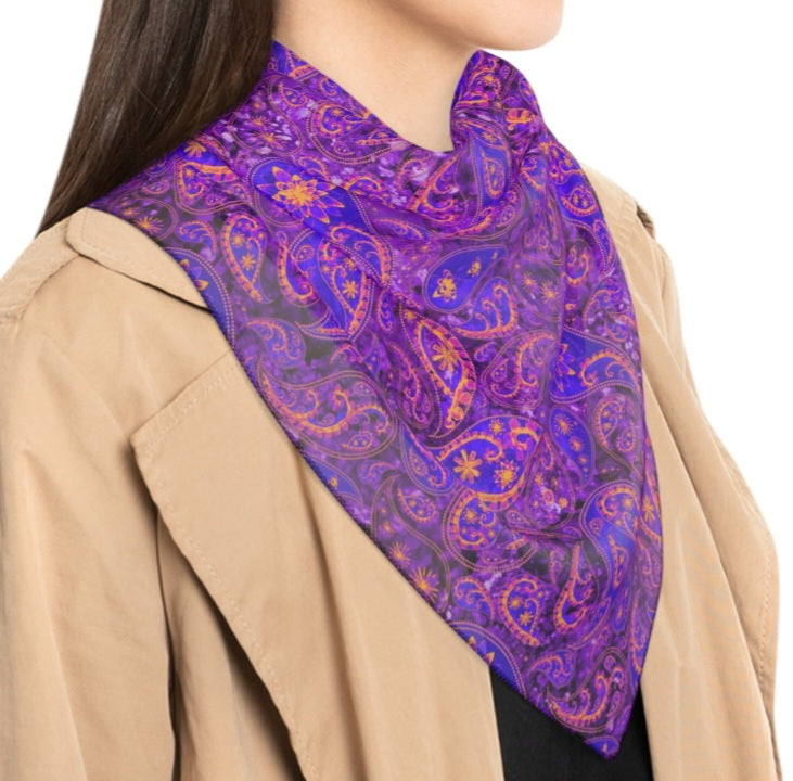 Sunset Paisley Chiffon Scarf – Bohemian Elegance for the Free Spirit