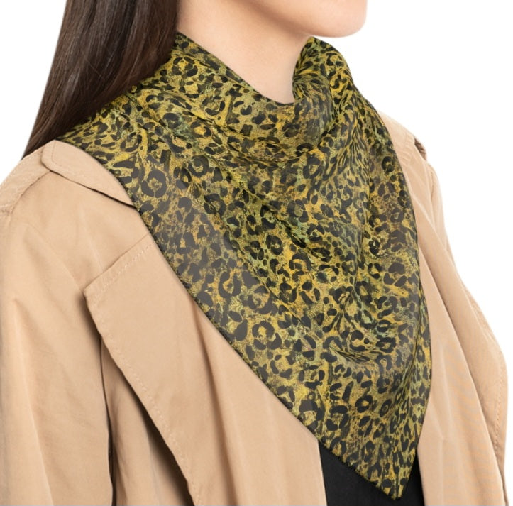 Golden Leopard - Square Chiffon Scarf