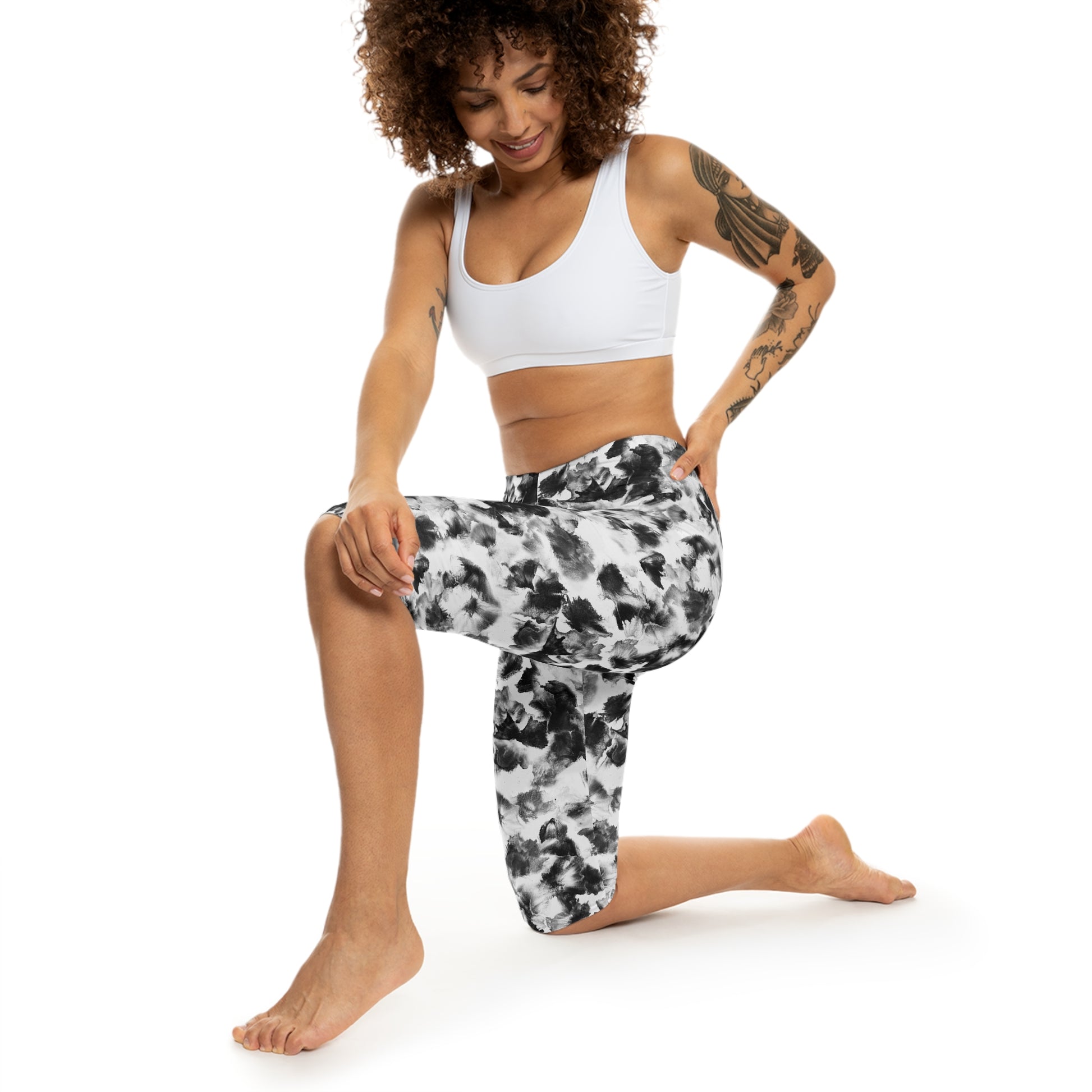 Model in Moonlight Capri Leggings by Alisa Marie -elegant activewear for everyday comfort.