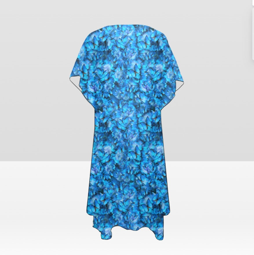 Blue Butterfly One Size Kimono| Women's Lightweight Boho Cover-Up