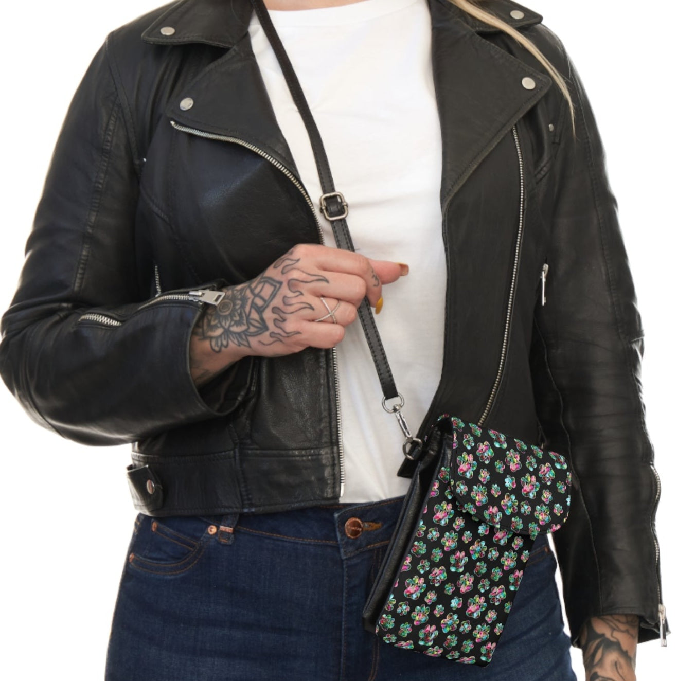 Angel Paws Vegan Leather Crossbody Phone Bag