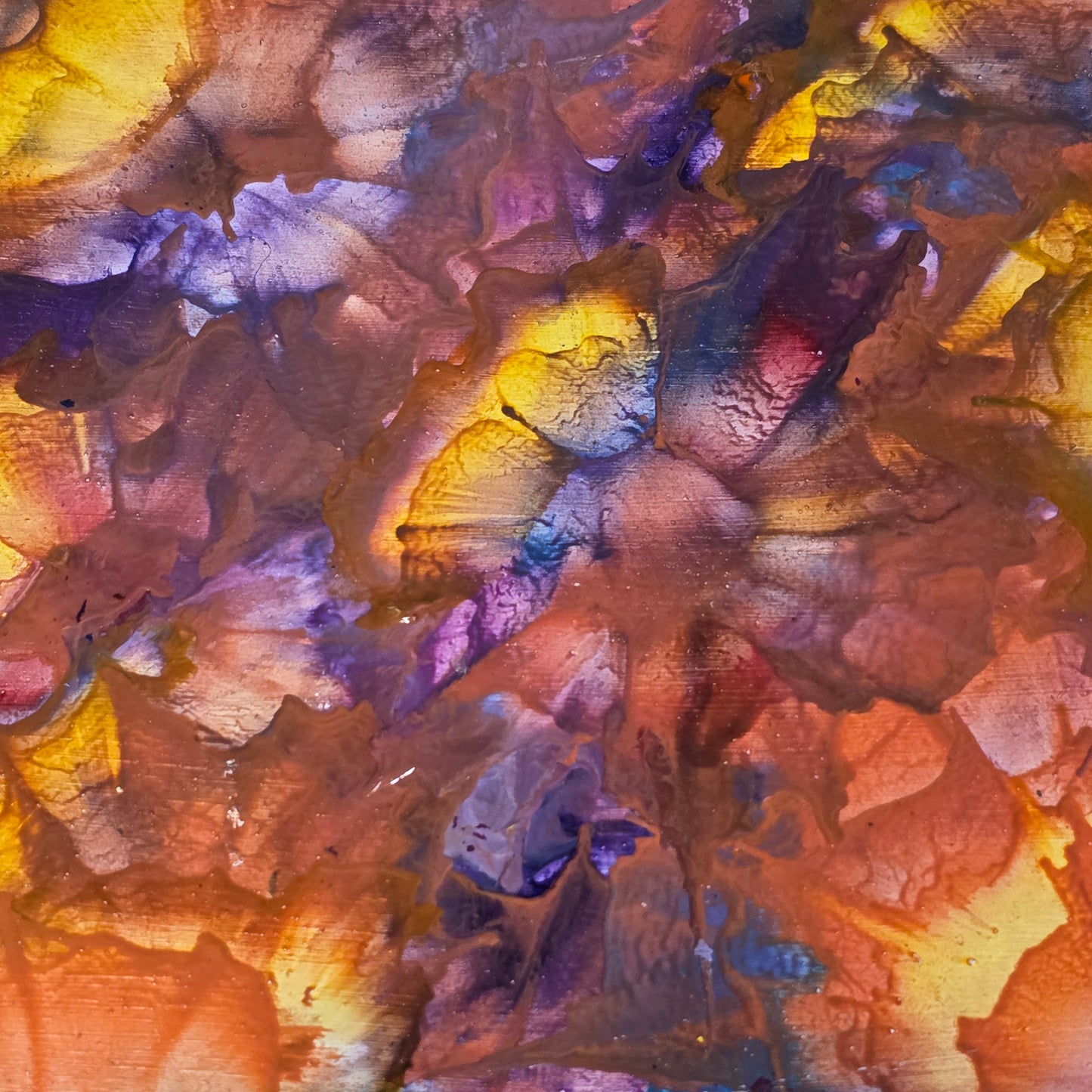 Ember Sky – Framed Original Encaustic Abstract Painting (6×6)