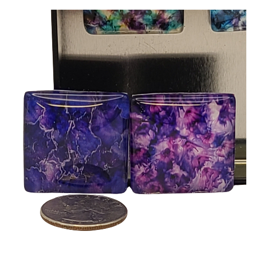 Purple Garden Art Magnet Set – Elegant, Handmade Glass Magnets with Encaustic Art Prints