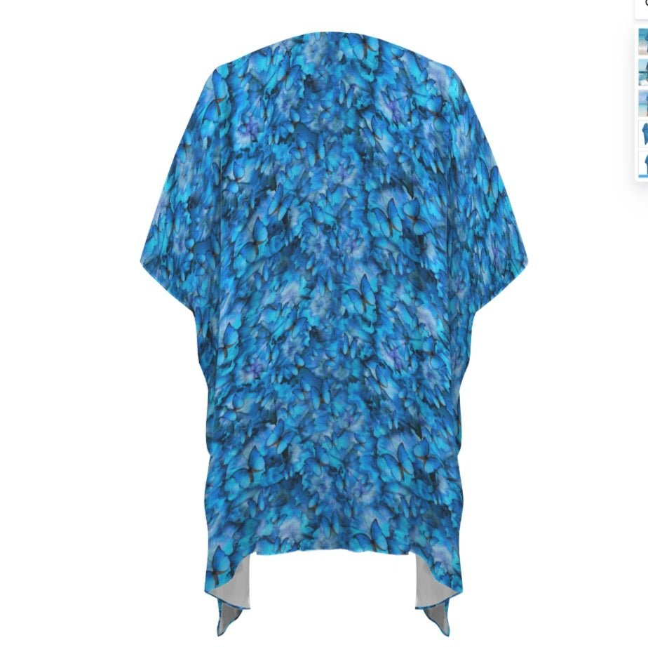 Blue Butterfly Kimono | Women's Lightweight Boho Cover-Up