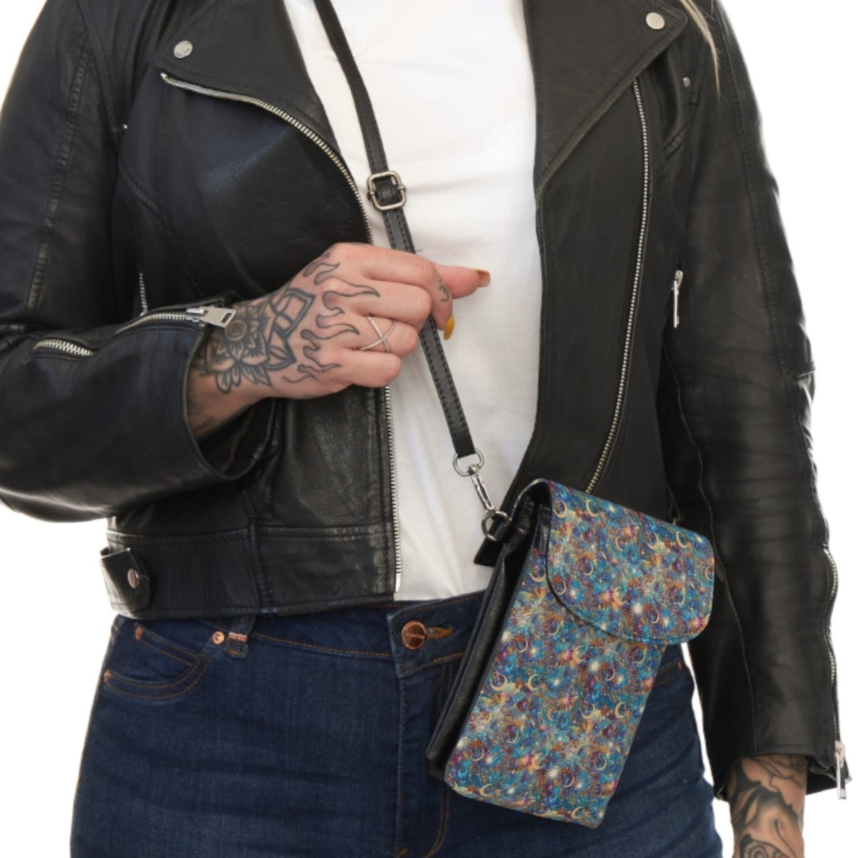 Celestial Vegan Leather Crossbody Phone Bag