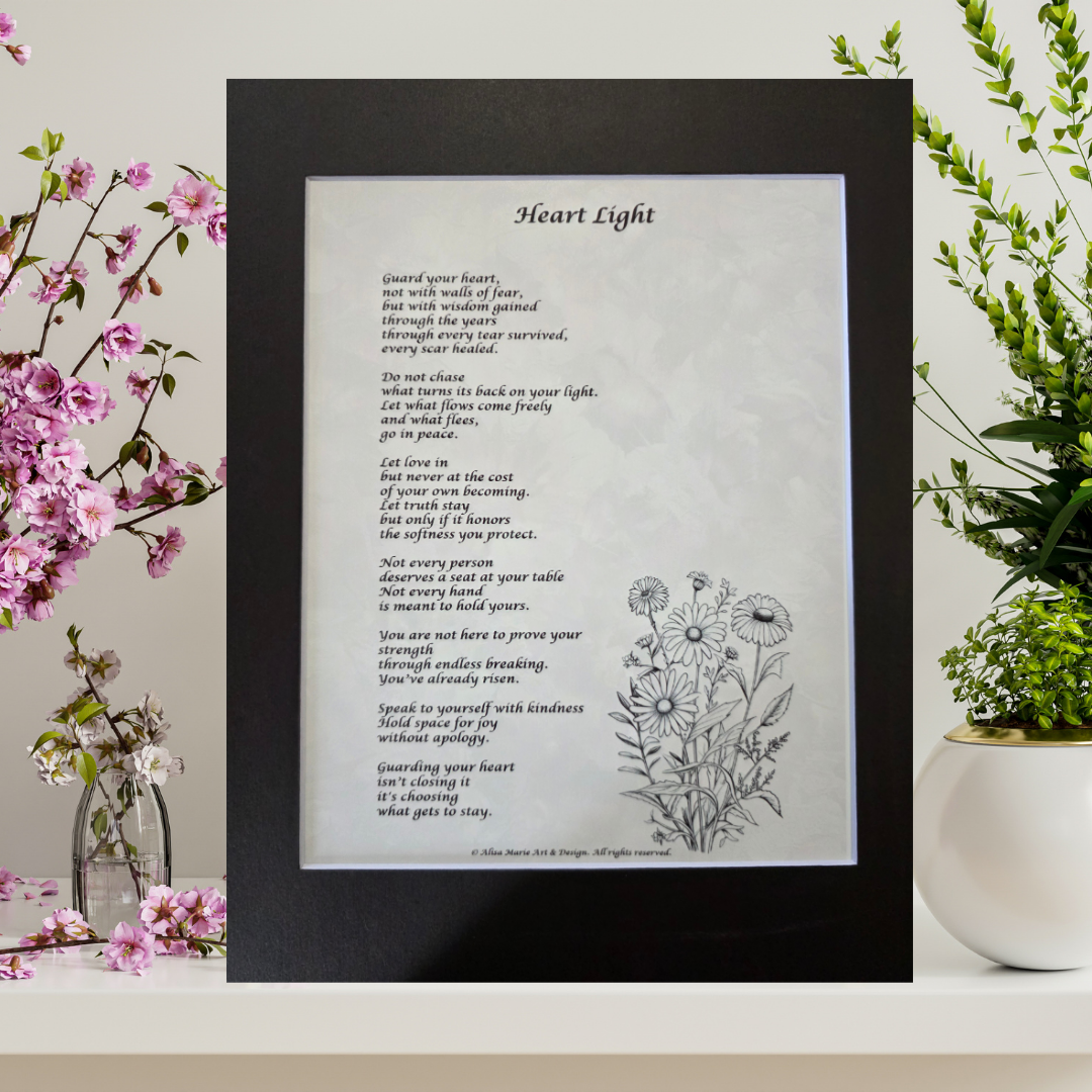 Heart Light Poetry Print – Inspirational Wall Art (11x14 Matted)