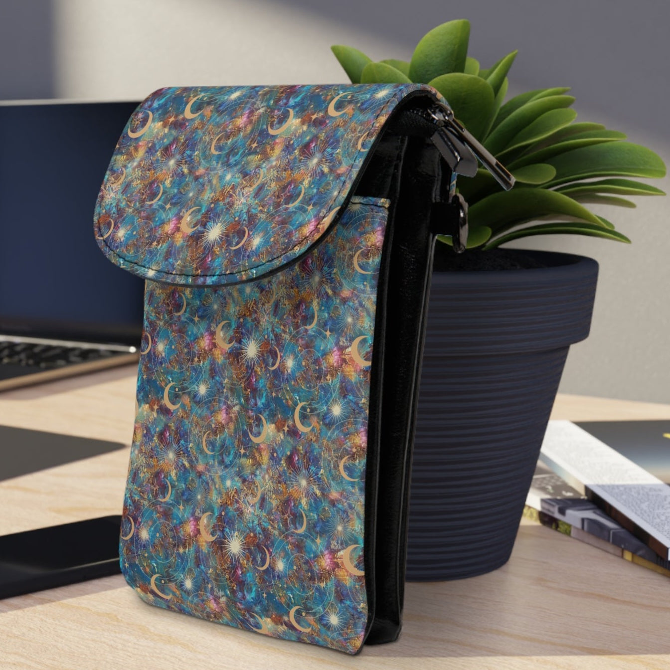 Celestial Vegan Leather Crossbody Phone Bag