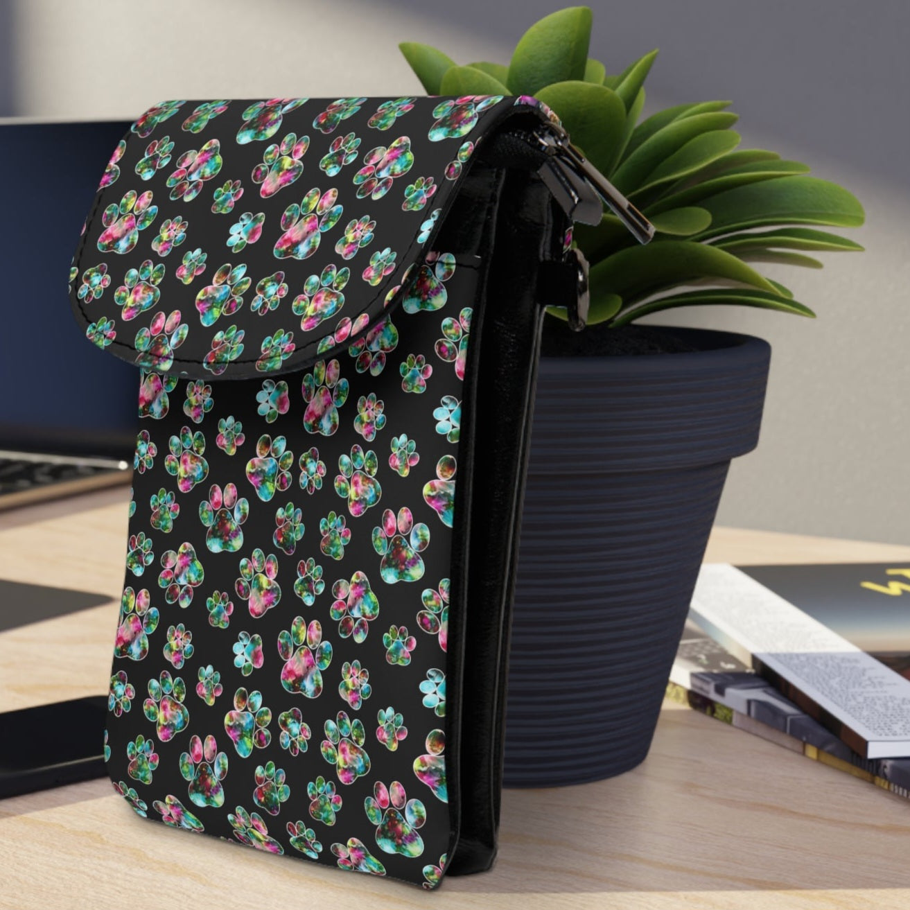 Angel Paws Vegan Leather Crossbody Phone Bag