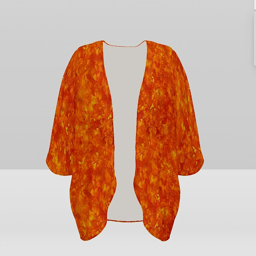 Orange Sunset Short Kimono | Women's Lightweight Boho Cover-Up