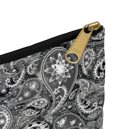 Black and White Paisley Accessory Pouch