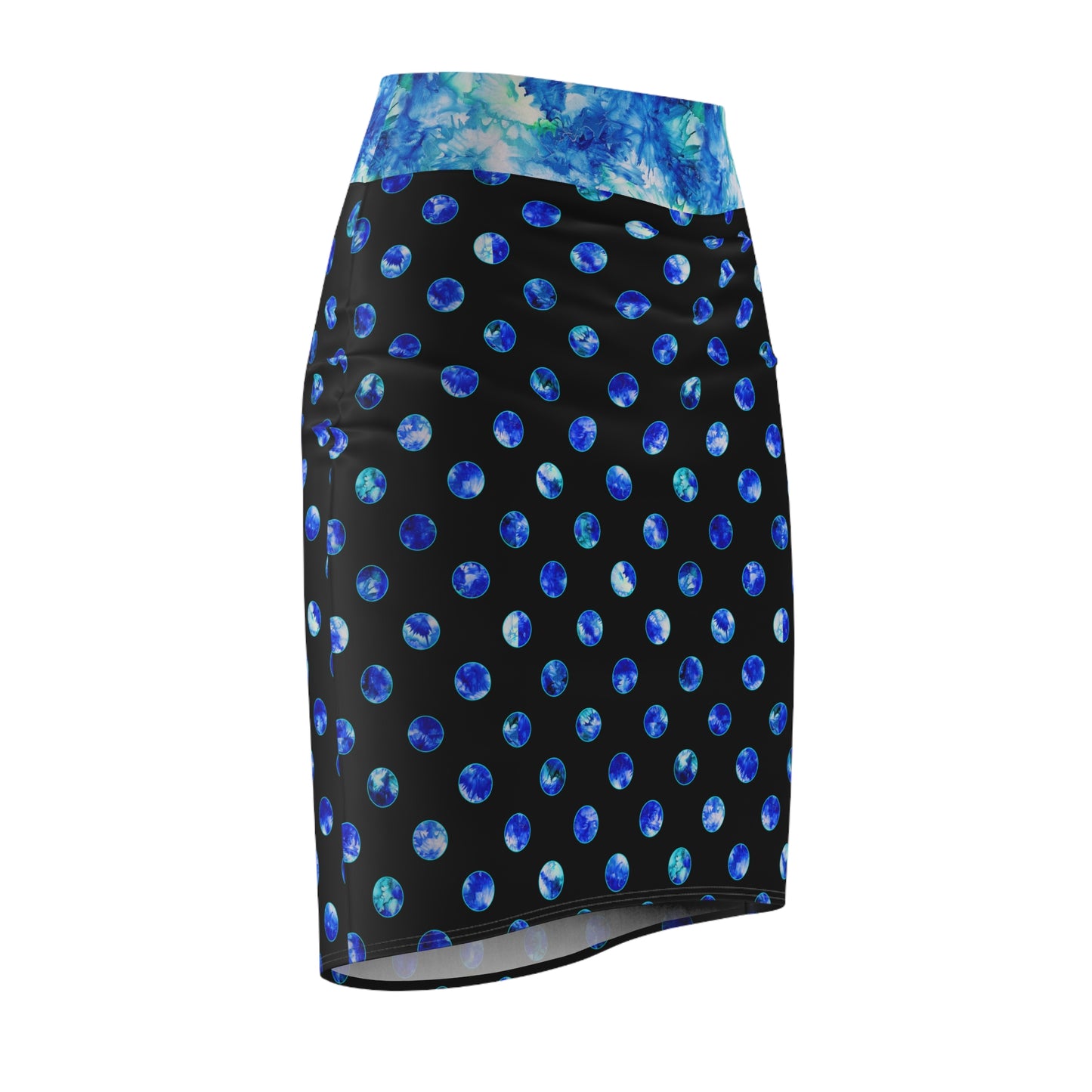 Blue Polka Dot Pencil Skirt - Ocean Mist