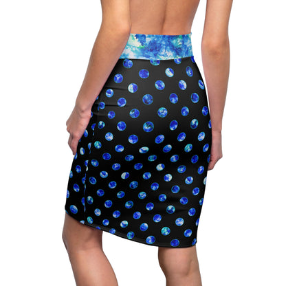 Blue Polka Dot Pencil Skirt - Ocean Mist