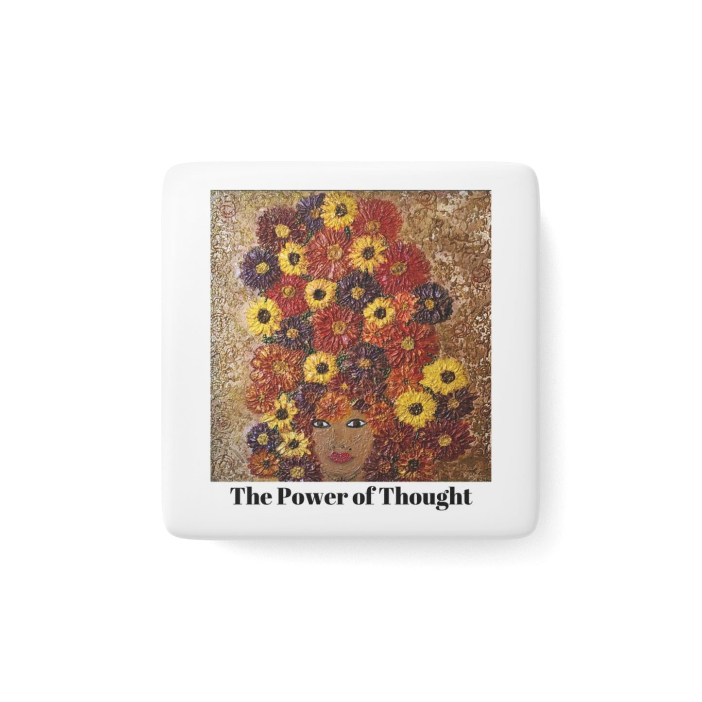 Power of Thought, Flower Girl, Glossy Porcelain Art Magnet, Art Gift