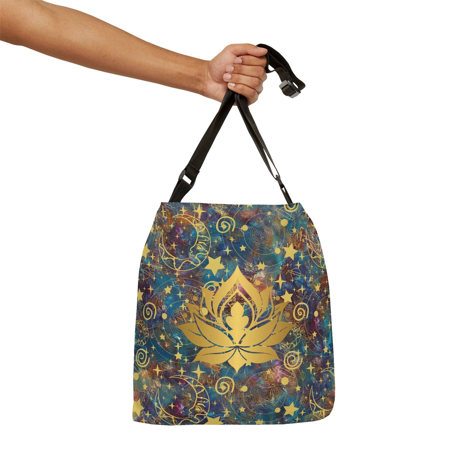 Lotus Flower Adjustable Crossbody Tote Bag