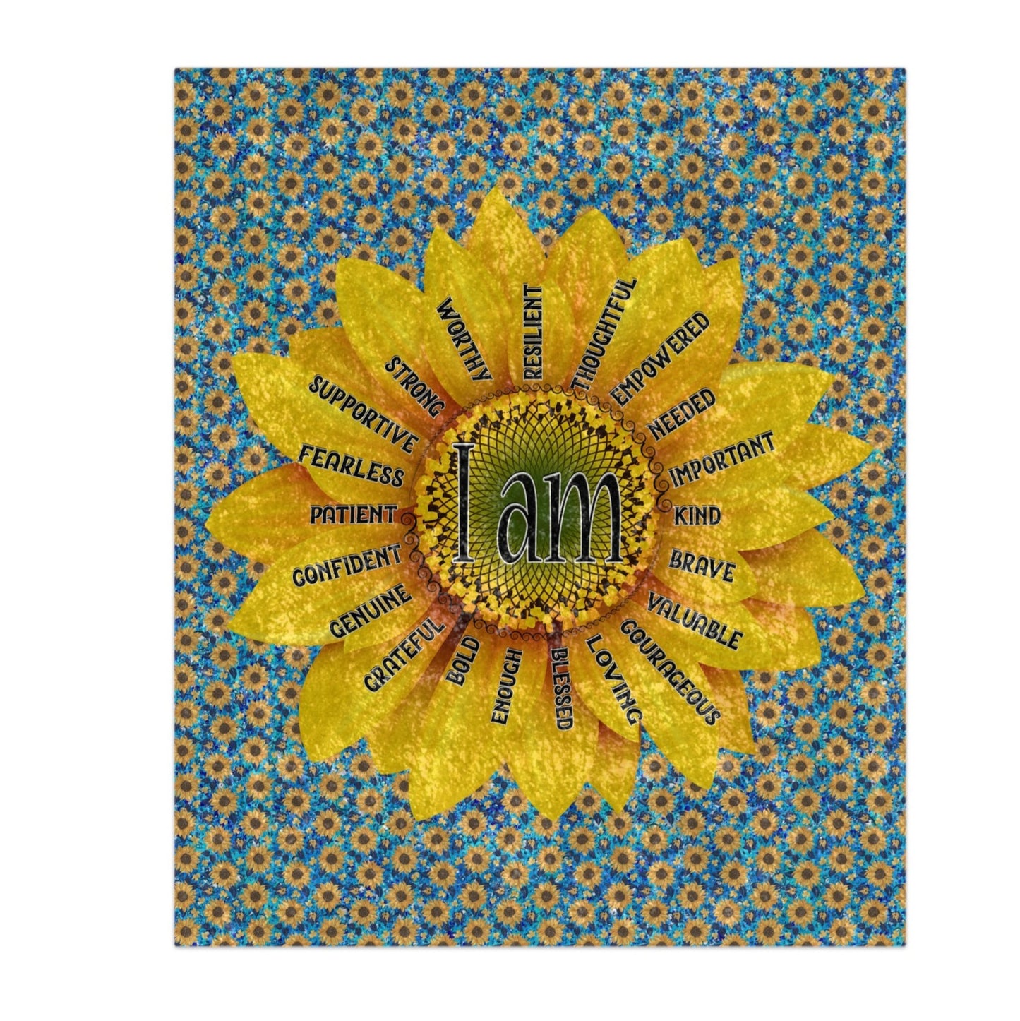 Sunflower with Affirmations Crushed Velvet Luxury Blanket - Inspiration and Comfort -Special Occasion Gift