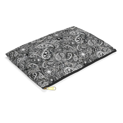 Black and White Paisley Accessory Pouch