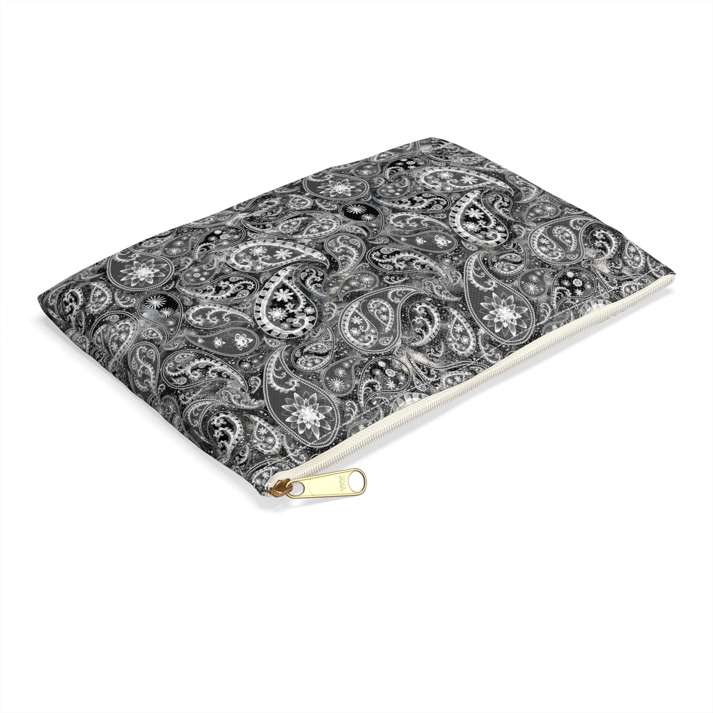 Black and White Paisley Accessory Pouch