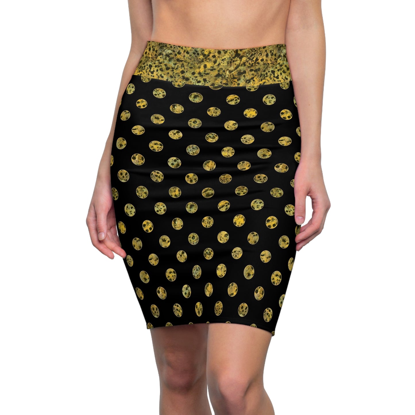 Leopard Print Polka Dot Pencil Skirt