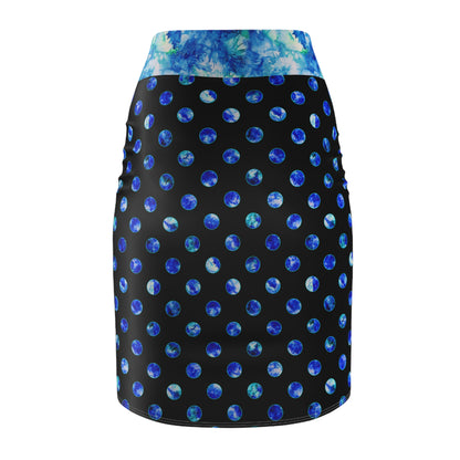 Blue Polka Dot Pencil Skirt - Ocean Mist