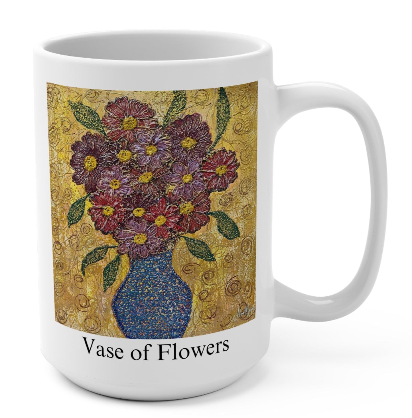 Vase of Flowers Mug - Van Gogh Inspired Ceramic Mug, 15oz Coffee Cup, Artistic Gift