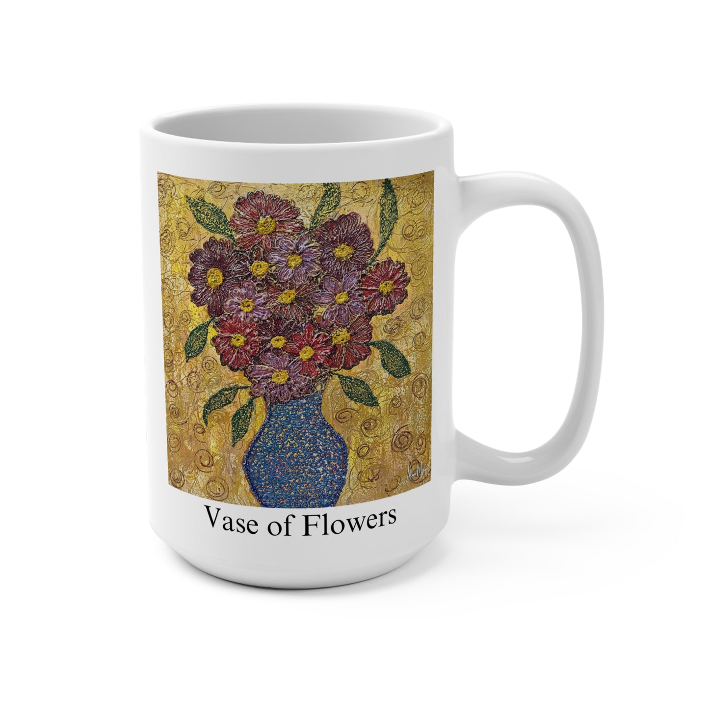 Vase of Flowers Mug - Van Gogh Inspired Ceramic Mug, 15oz Coffee Cup, Artistic Gift