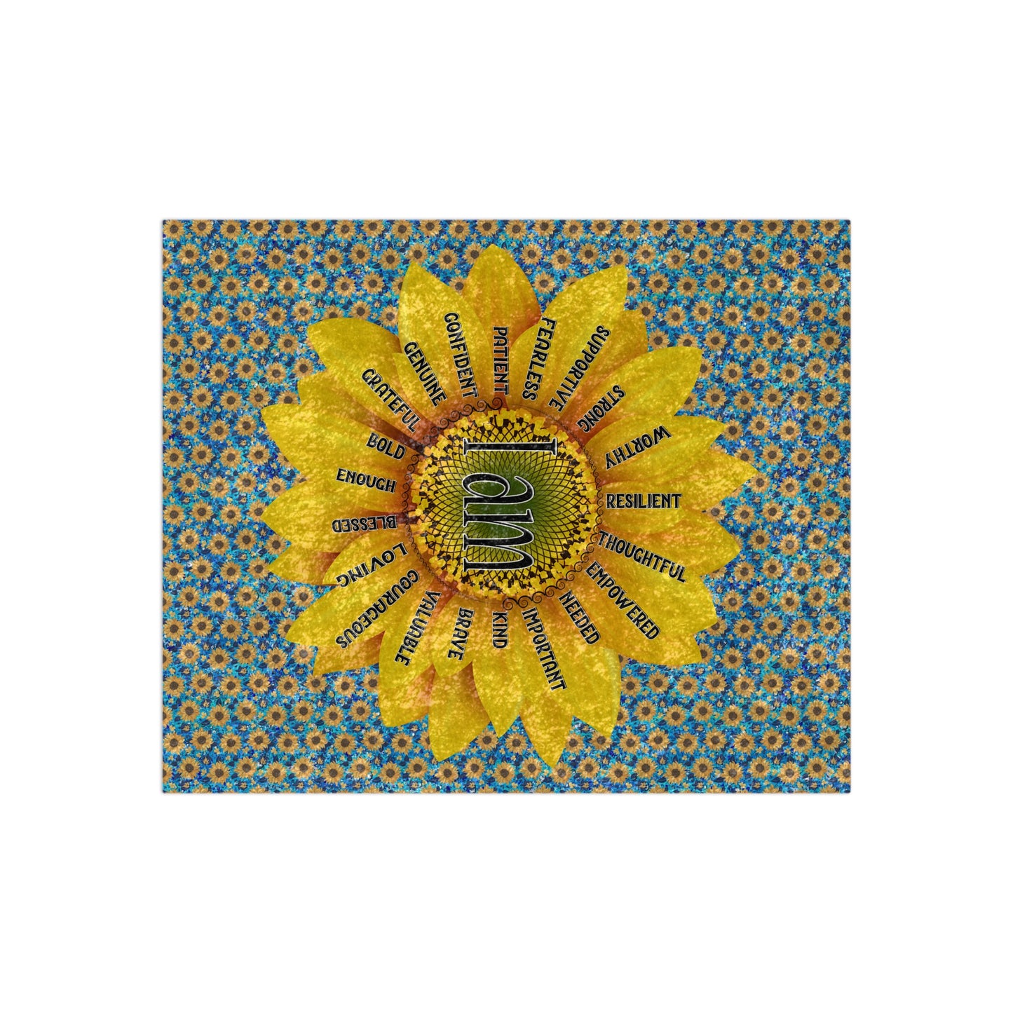 Crushed Velvet Blanket -Sunflower with Affirmations