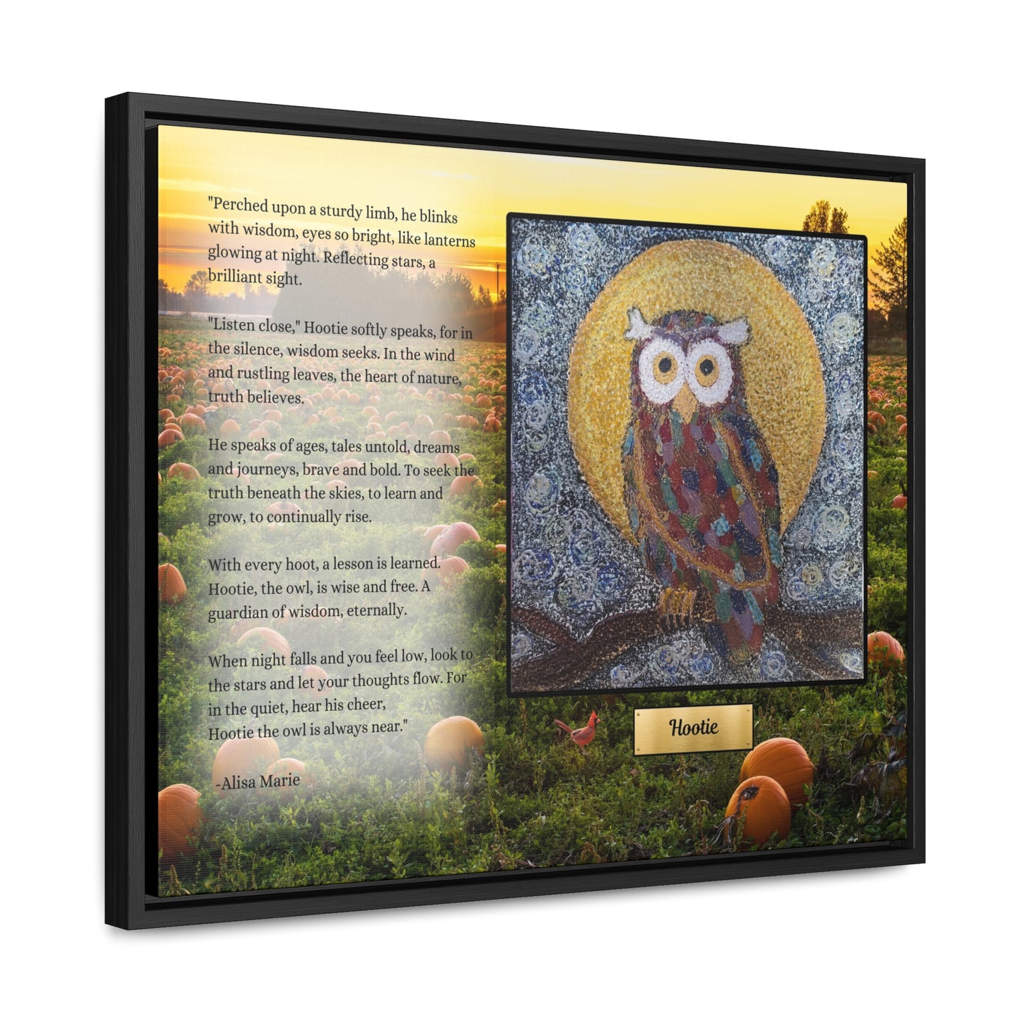 Wisdom Owl Wall Art | Moonlit Night Poetry Print 'Hootie' | Spiritual Guardian Gift