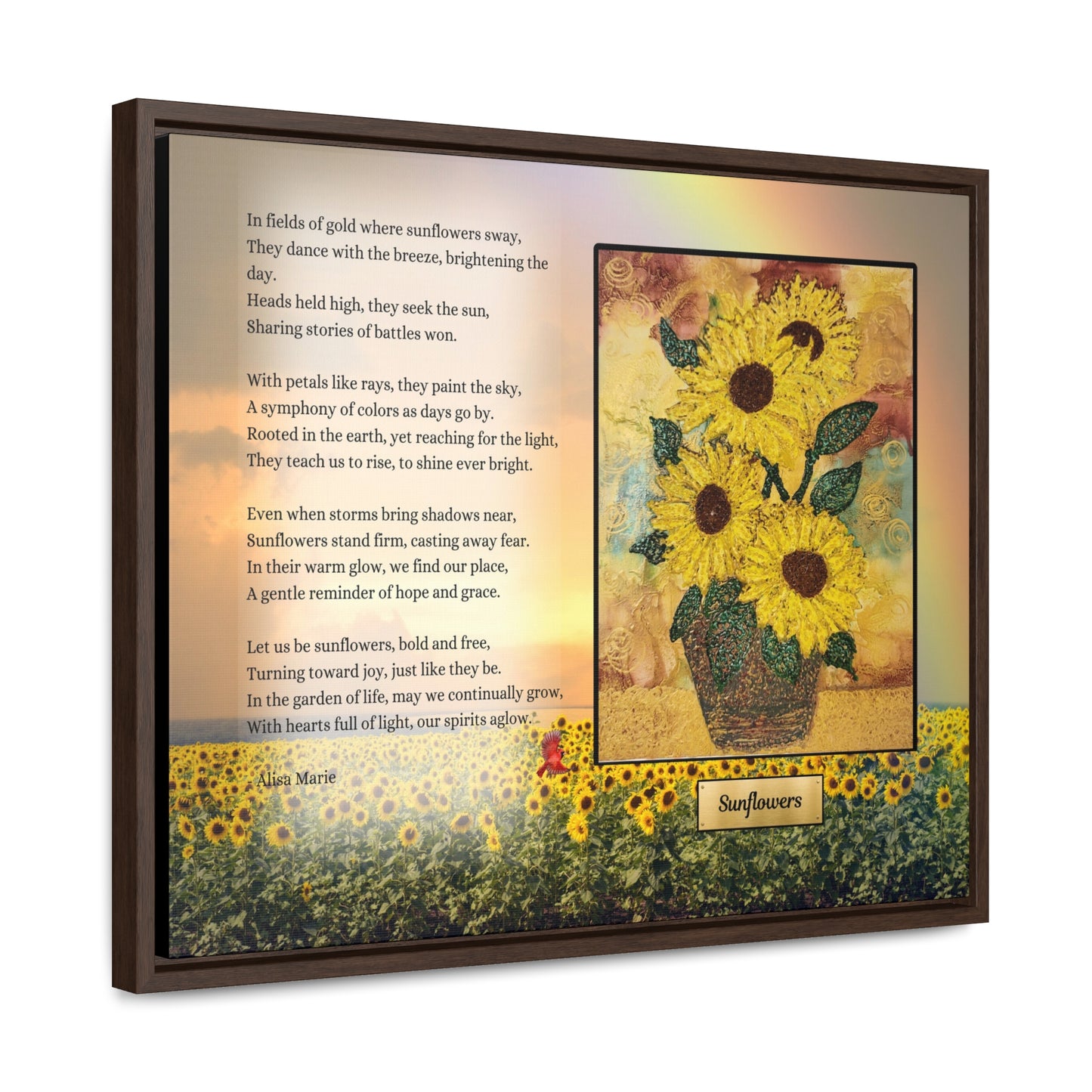 Sunflower Joy Wall Art | Inspirational Poetry Print | Growth & Hope Decor