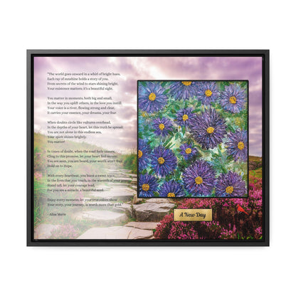 Inspirational Wall Art | Purple Flower Poetry Print 'A New Day' | Self Worth Encouragement Gift