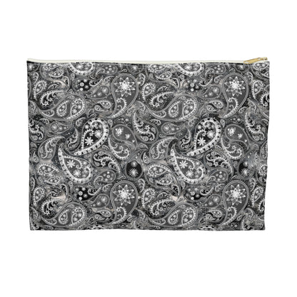 Black and White Paisley Accessory Pouch