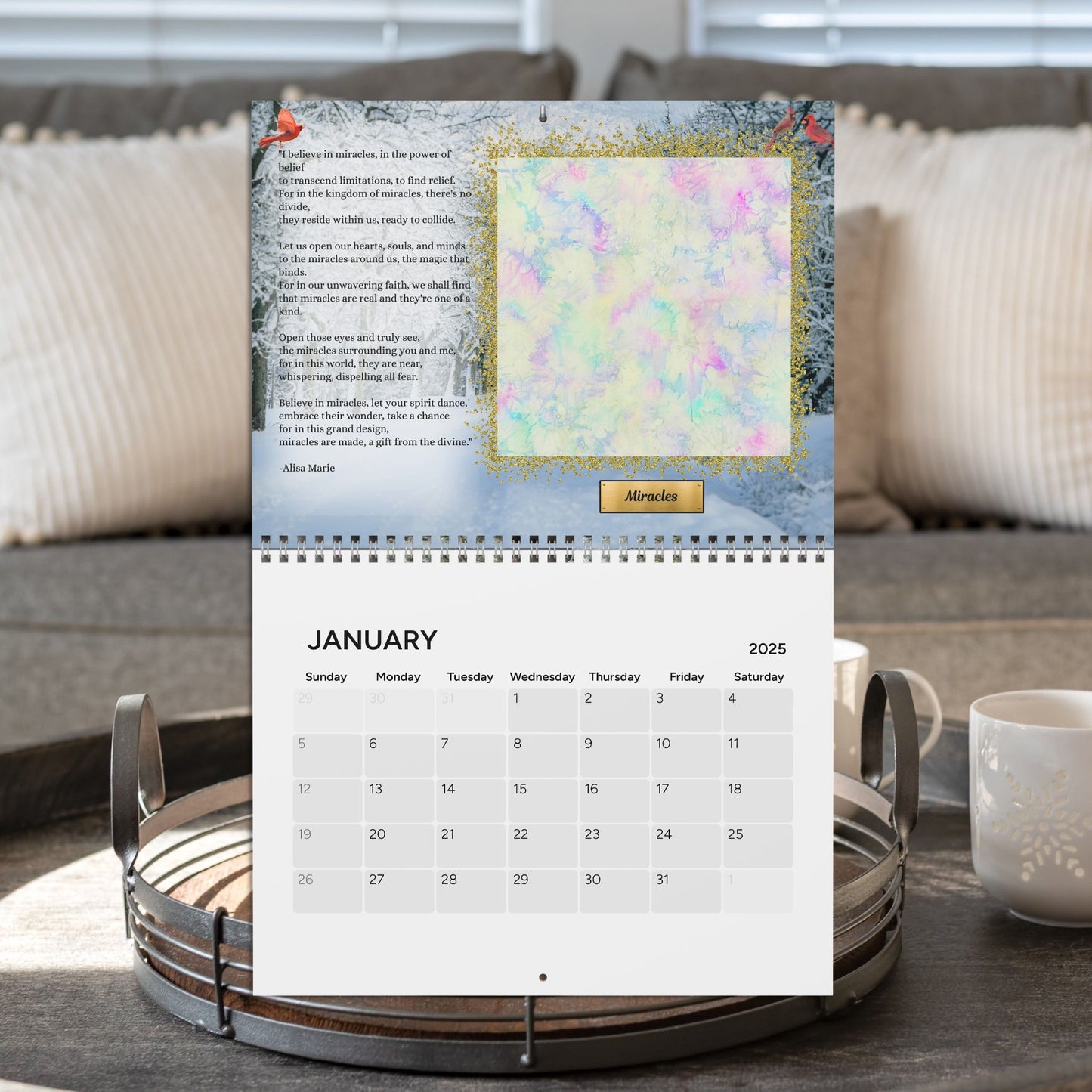 2025 Art Wall Calendar | 12 Frameable Original Prints with Poetry