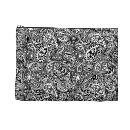 Black and White Paisley Accessory Pouch