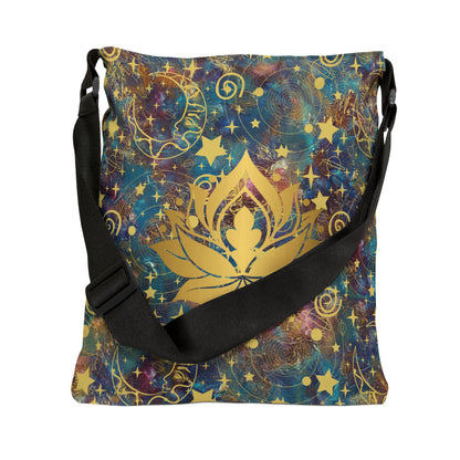 Lotus Flower Adjustable Crossbody Tote Bag