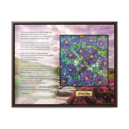 Inspirational Wall Art | Purple Flower Poetry Print 'A New Day' | Self Worth Encouragement Gift