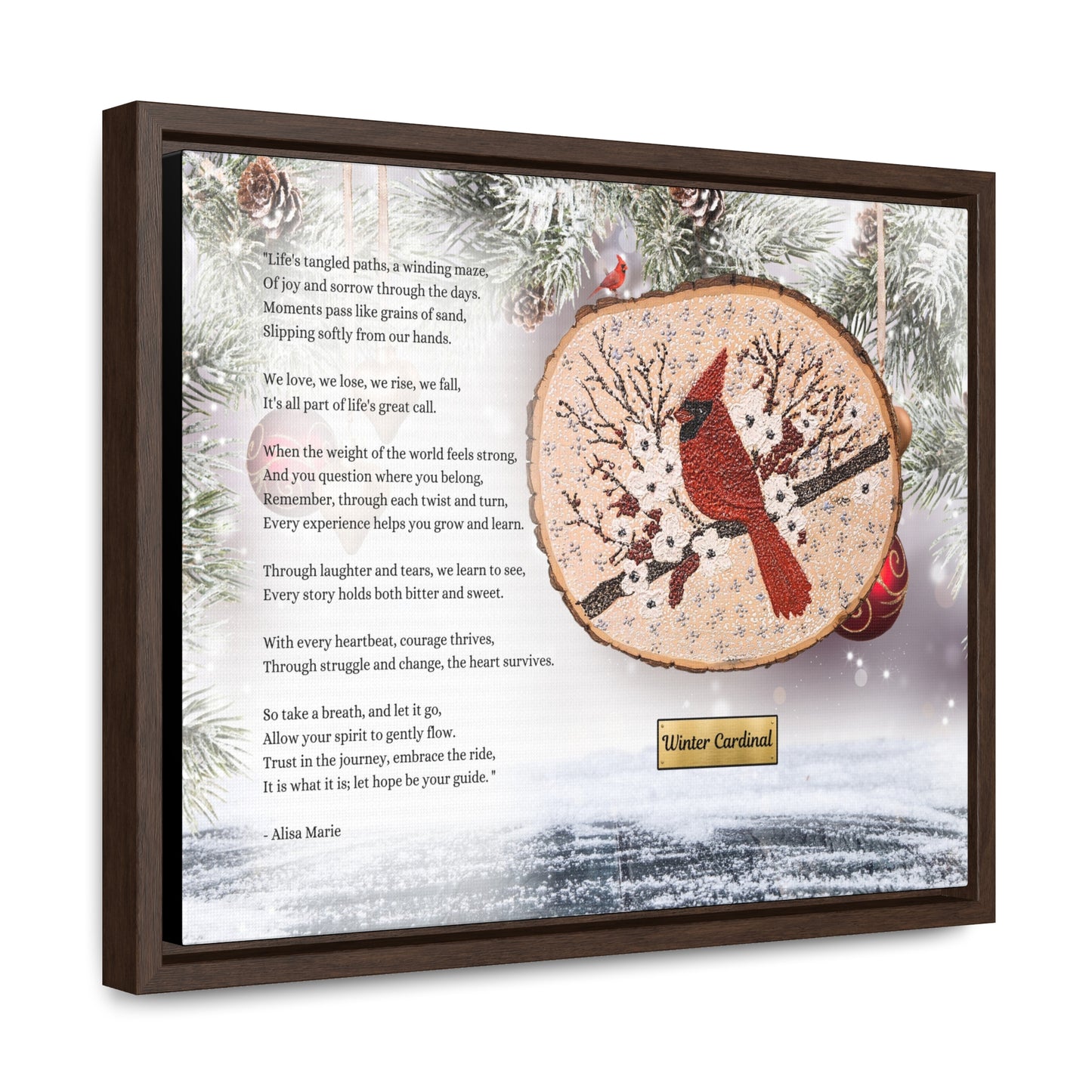 Cardinal Christmas Wall Art | Winter Poetry Print | Holiday Comfort Decor