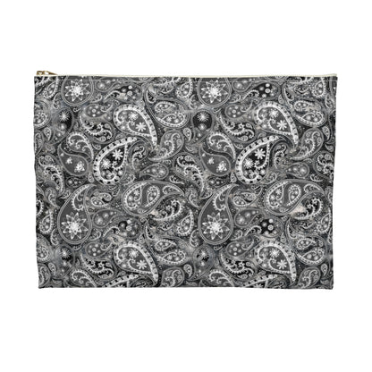 Black and White Paisley Accessory Pouch