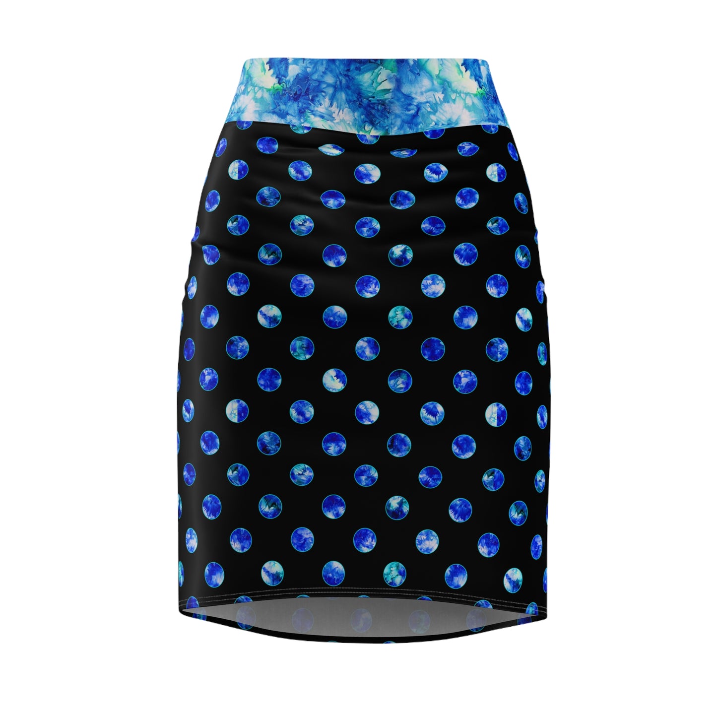 Blue Polka Dot Pencil Skirt - Ocean Mist