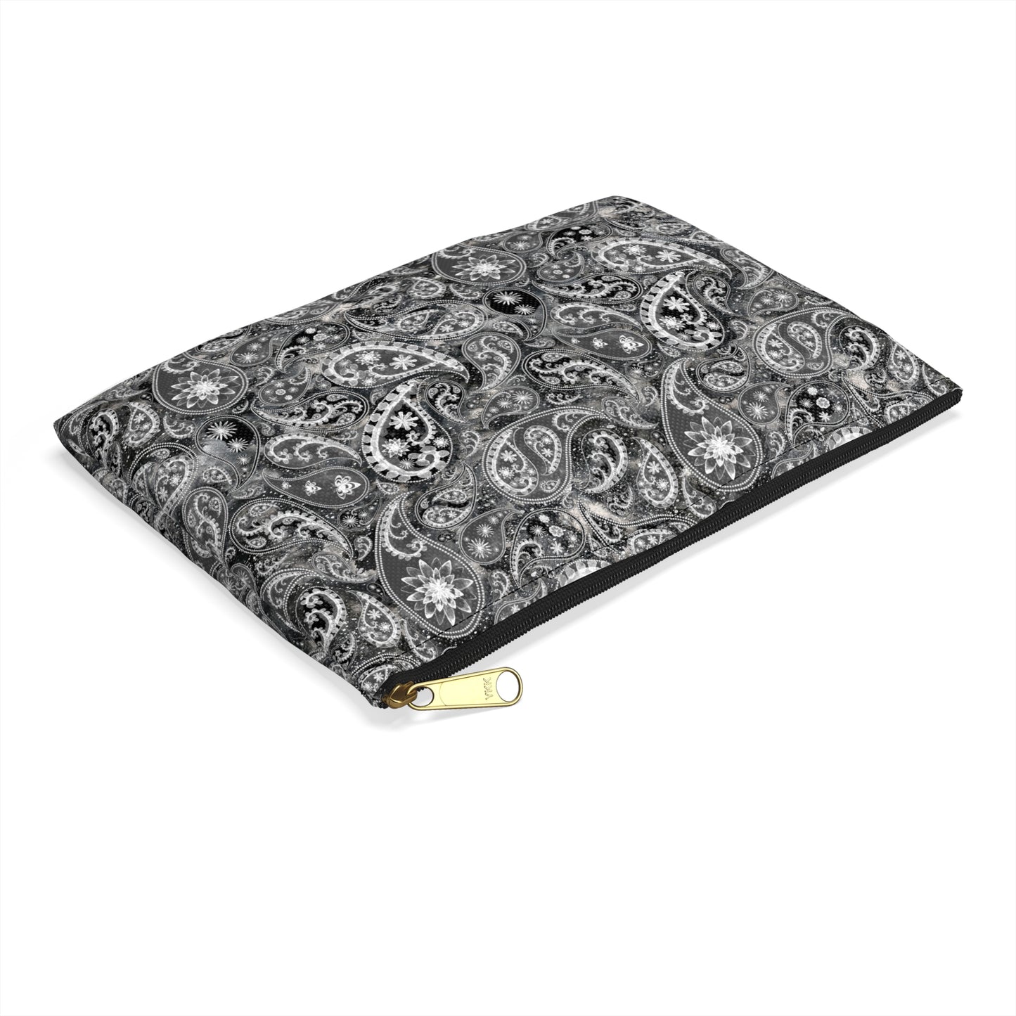 Black and White Paisley Accessory Pouch