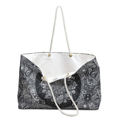 Black and White Floral Paisley Mandala Weekender Bag