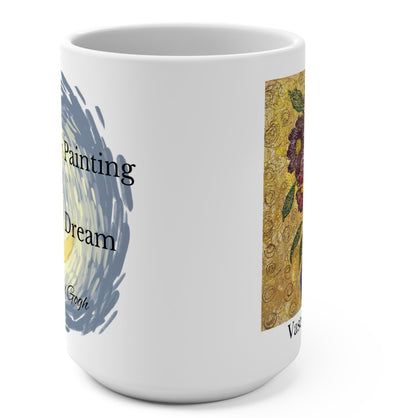 Vase of Flowers Mug - Van Gogh Inspired Ceramic Mug, 15oz Coffee Cup, Artistic Gift