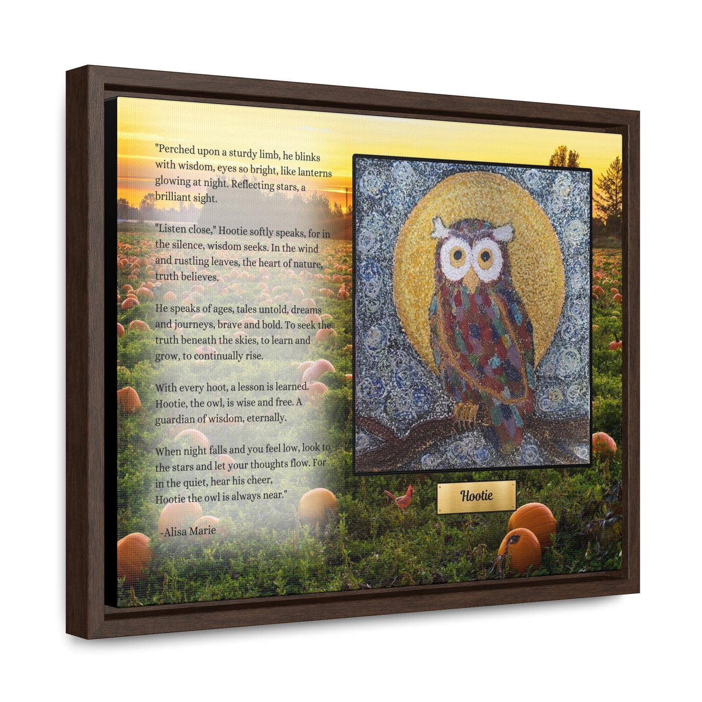 Wisdom Owl Wall Art | Moonlit Night Poetry Print 'Hootie' | Spiritual Guardian Gift