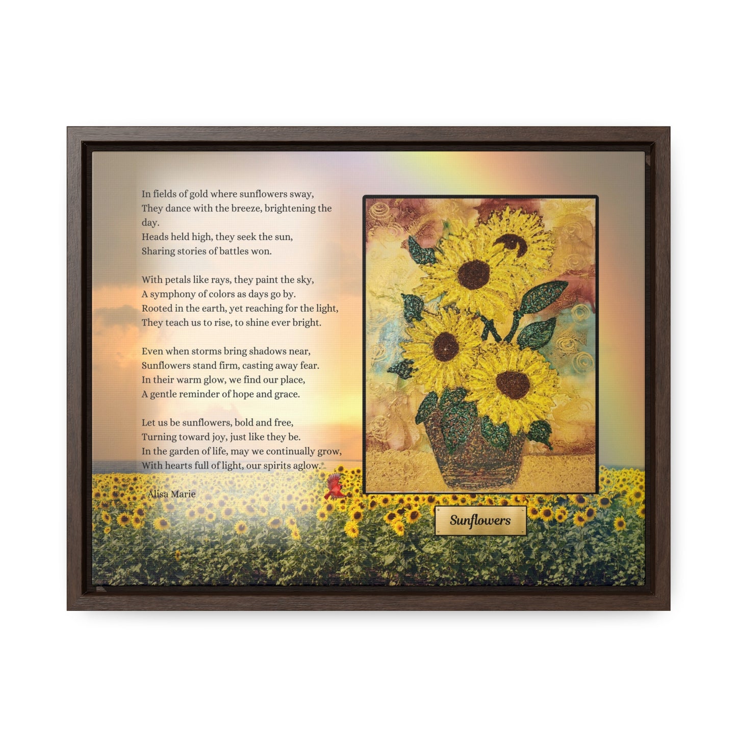 Sunflower Joy Wall Art | Inspirational Poetry Print | Growth & Hope Decor