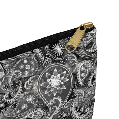 Black and White Paisley Accessory Pouch