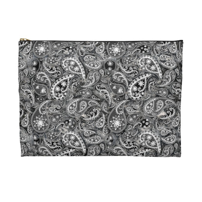 Black and White Paisley Accessory Pouch