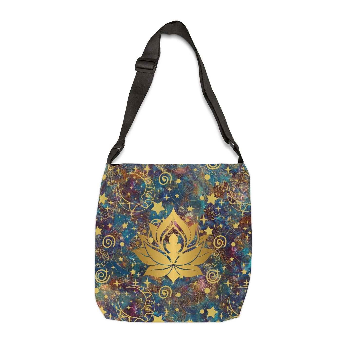 Lotus Flower Adjustable Crossbody Tote Bag