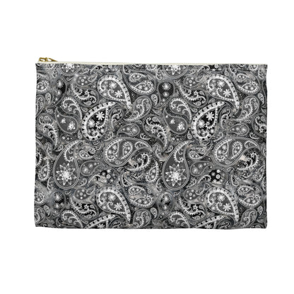 Black and White Paisley Accessory Pouch